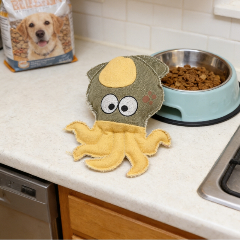 Eco Friendly Recycled Canvas Octopus Dog Toy Supporting Sustainable Pet Ownership Practices