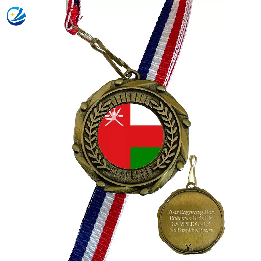 Wholesale Zinc Alloy Metal Custom 3D Logo Oman Medal Soft Hard Enamel Oman Sultans Medals Miniature with Ribbon Military Medal