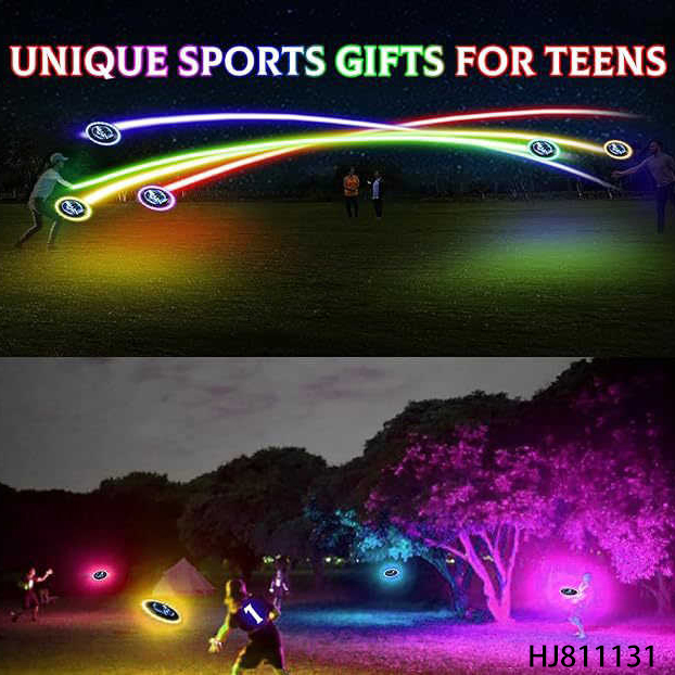 Kids LED Flying Disc Launcher Toy with 12 Light Modes Rechargeable Outdoor Fun for Children Glow in Dark Sports Game Disc Thrower with Bright Flashing Lights