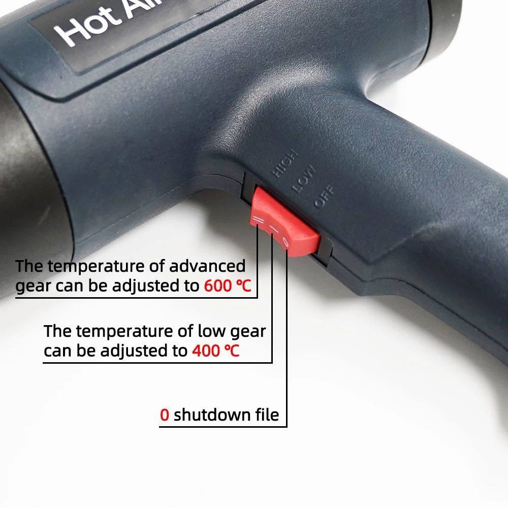 China High Quality 2000w 220v Adjustable Temperature 2 Flow Hand-held Hot Air Gun Corded Electric Heat Gun Kit