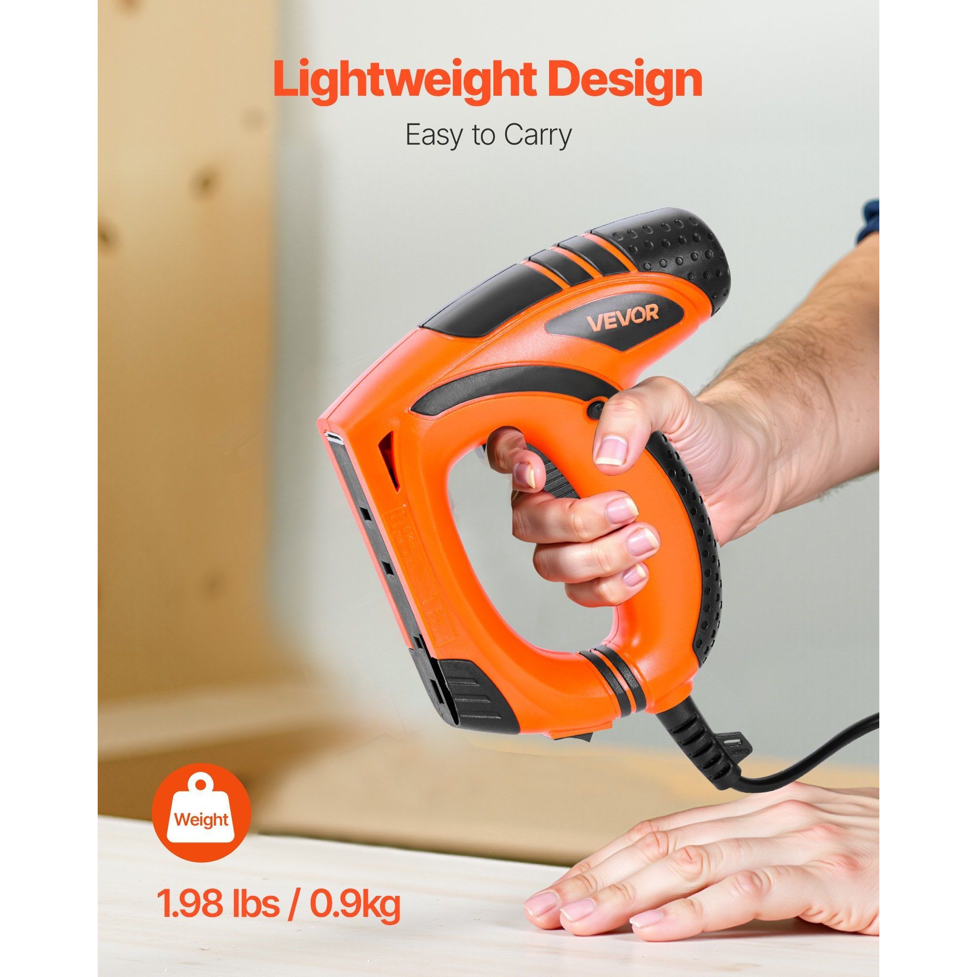 Electric Light-Duty Nail Gun 5/8 Inch 1000 Pcs Staples 3-Year Warranty Plastic for Woodworking Diy Projects Non Slip