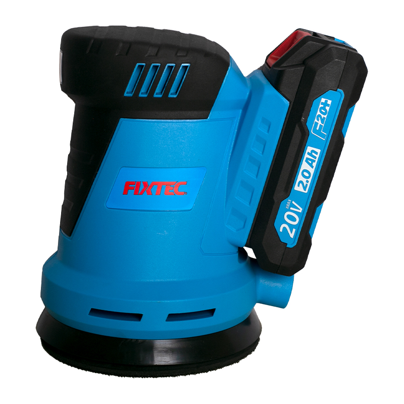 FIXTEC 20V Battery Power Tool 125mm Cordless Random Orbit Sander with 1pc 80 Grit Sand Paper and 1pc Dust Bag