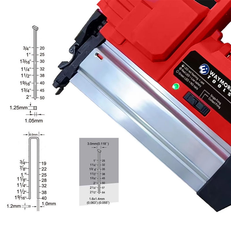 18 Gauge 2-in-1 Electric Nail Gun Cordless Brad &amp; Staple for Wood Carpentry Battery-Powered Nails Steel Material