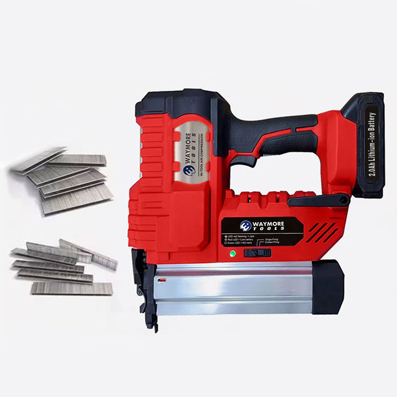 18 Gauge 2-in-1 Electric Nail Gun Cordless Brad &amp; Staple for Wood Carpentry Battery-Powered Nails Steel Material