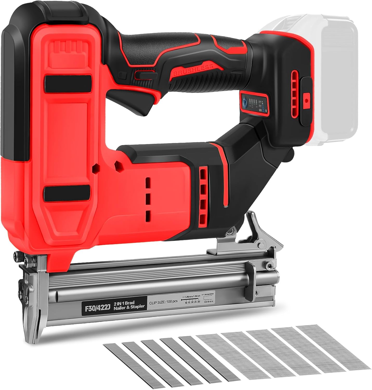 21V Lithium Battery Metal Industrial Grade Single/dual Use Portable Brushless Nail Gun for Home Decoration