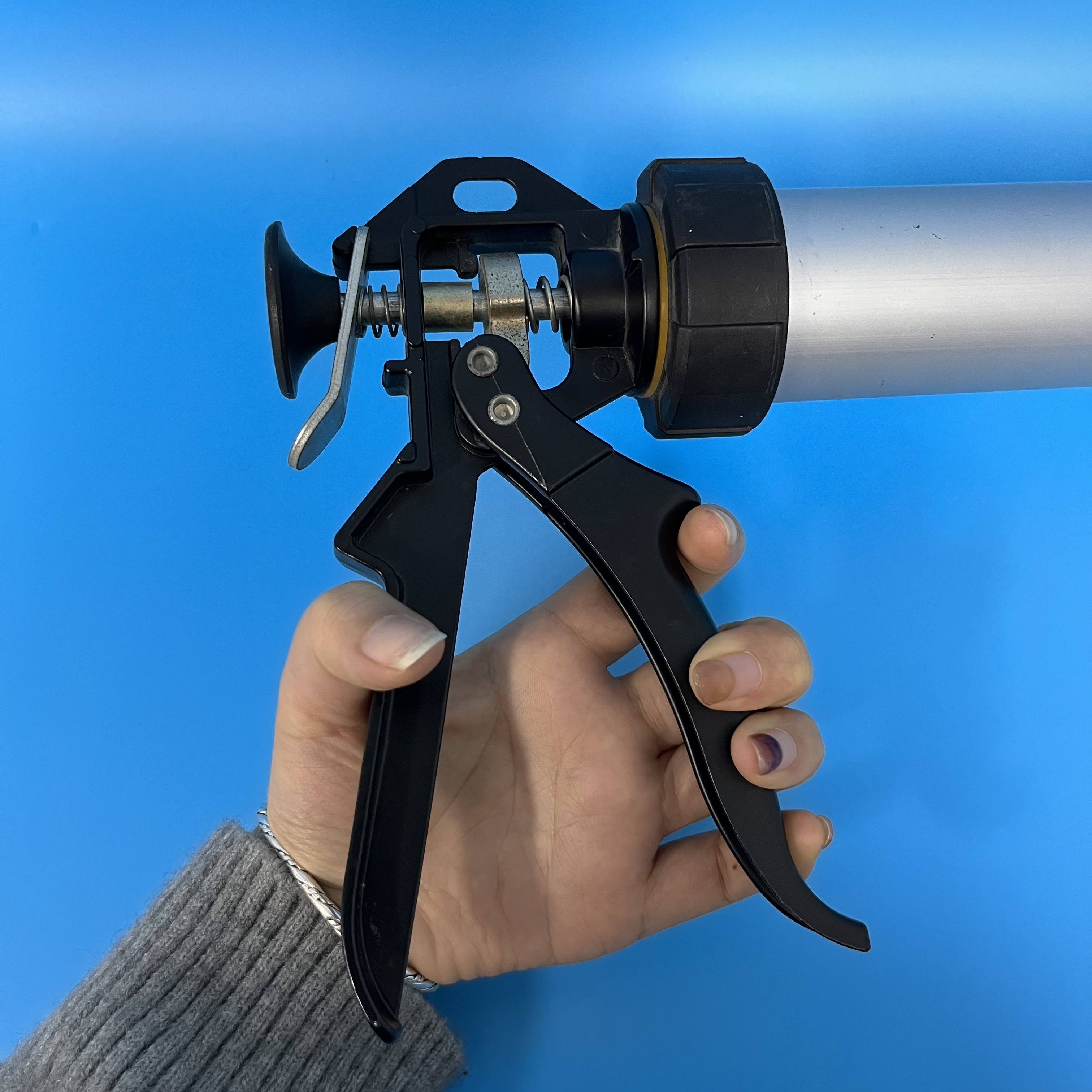 9" for 300ml Sausage Pack Aluminum Barrel Sealant Pneumatic Silicone Caulking Gun