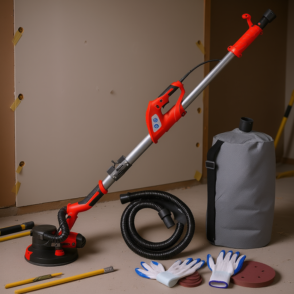 Electric Drywall Sander 850W 800-1750RPM Variable Speed Foldable Handle For Sheetrock Sanding With Vacuum Bag