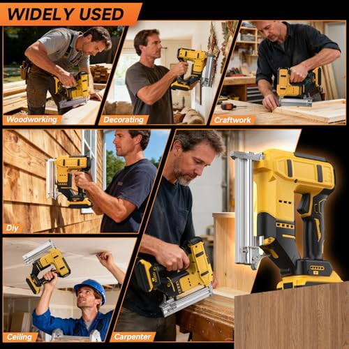 Cordless Brad Nail Gun 21V Lithium Battery 2-in-1 Electric Stapler and Nailer F30 Portable Power Nailer for DIY Woodworking