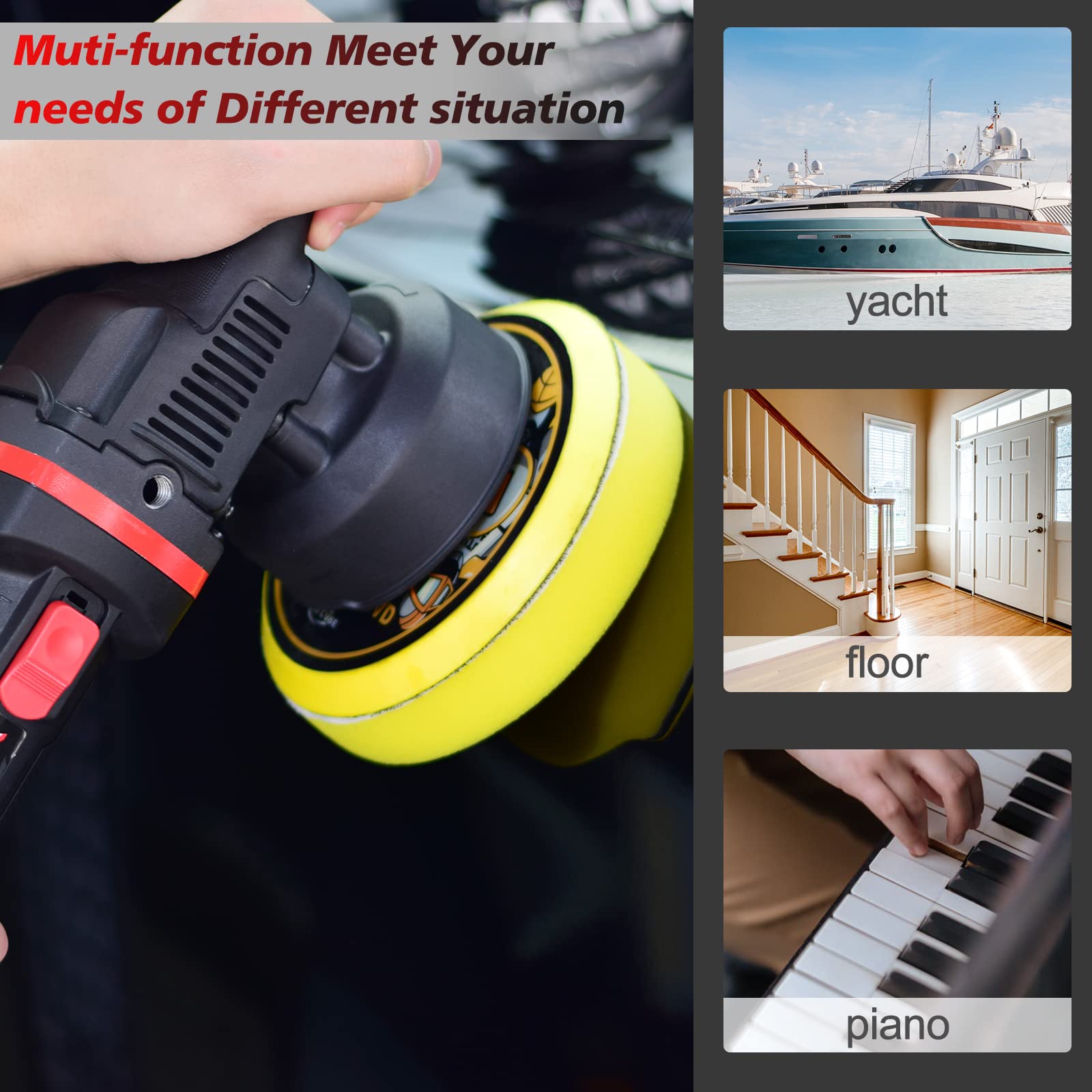 Electric Industrial 6 Inch Dual Action Car Tire Computer Controlled Buffing Machine
