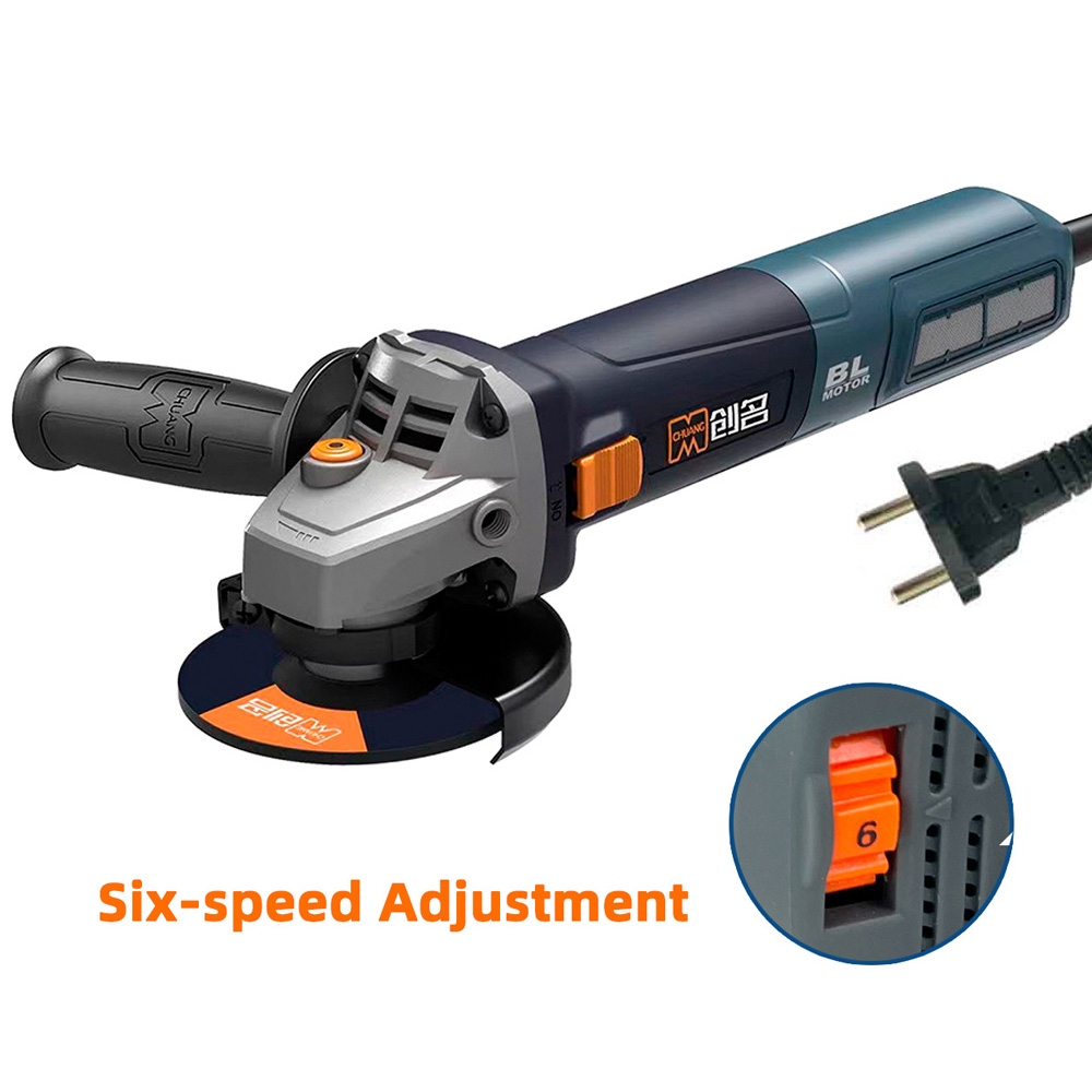 CA1010T 6-Speed Variable Speed 1300W 100mm(4 Inch) Professional Power Brushless Motor Portable Angle Cutting Grinding 220V