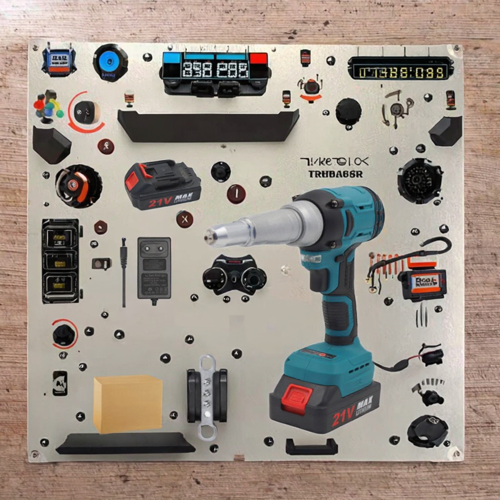 18V Battery Industrial Brushless Electric Rivet Gun Cordless 2.4-5.0mm Rivet Nut Gun Drill Insert for DIY Projects