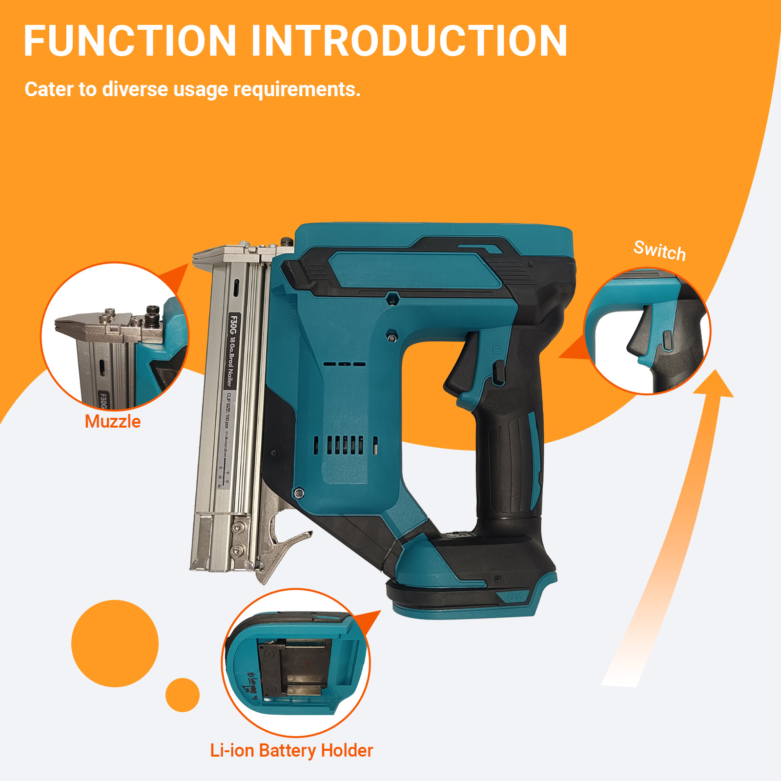 Portable Rechargeable Lithium Battery Nail Gun Industrial DIY Woodworking Electric Nail Gun