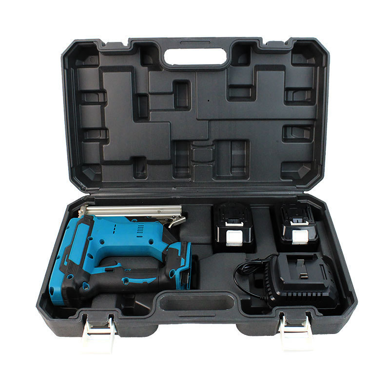 Cordless Lithium-Ion Battery-Powered Brad Nail Gun Single-Shot Automatic Woodworking Staple Gun Stainless Steel DIY