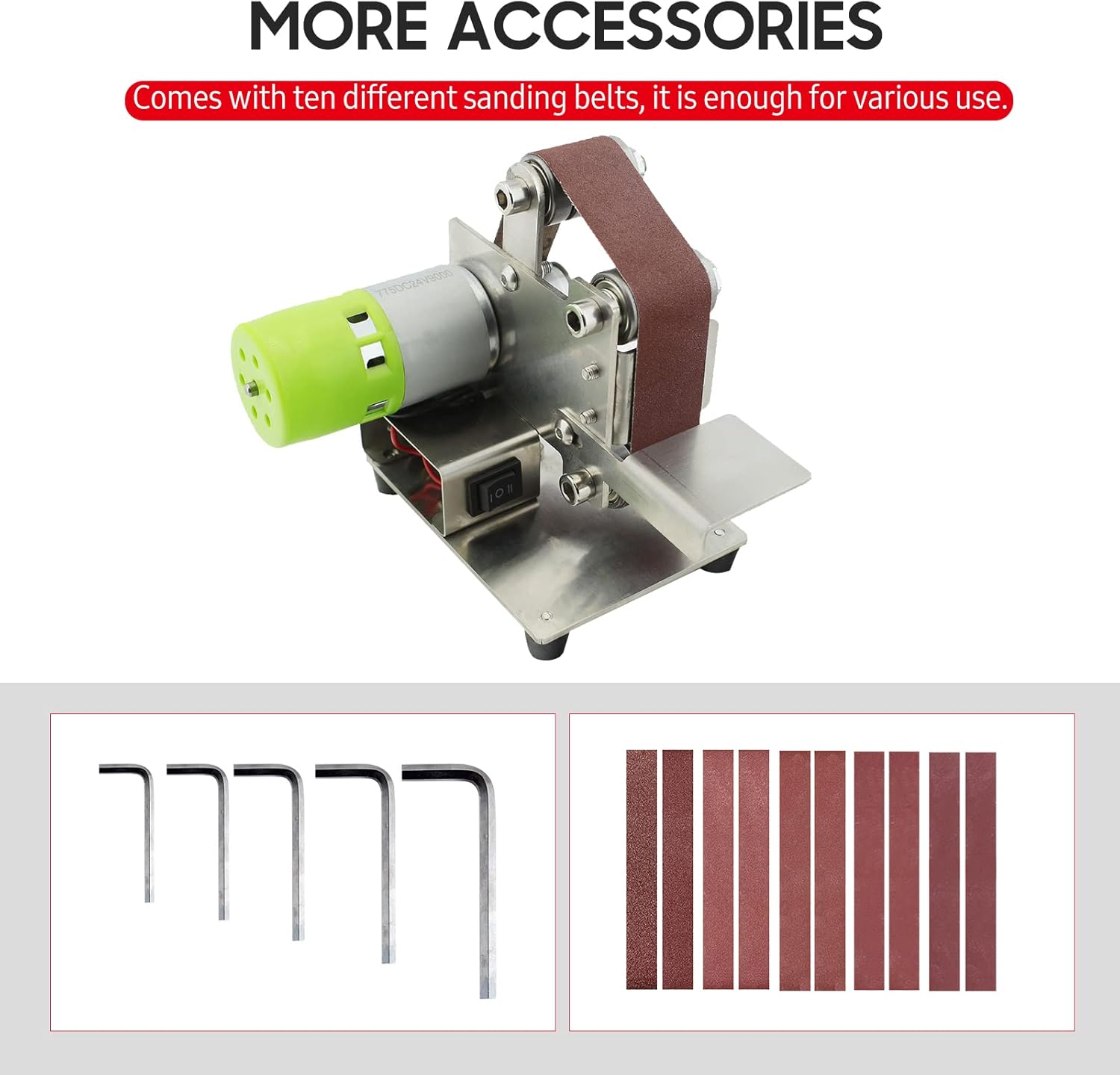 Mini Belt Sander Electric 7 Variable Speed 10 Sanding Belts Fine/Extra Fine Grit 240V Polishing Wood Acrylic Metal