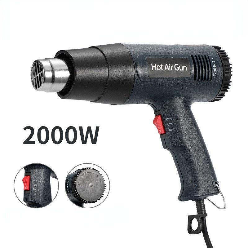 China High Quality 2000w 220v Adjustable Temperature 2 Flow Hand-held Hot Air Gun Corded Electric Heat Gun Kit