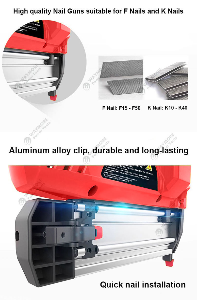 18 Gauge 2-in-1 Electric Nail Gun Cordless Brad &amp; Staple for Wood Carpentry Battery-Powered Nails Steel Material