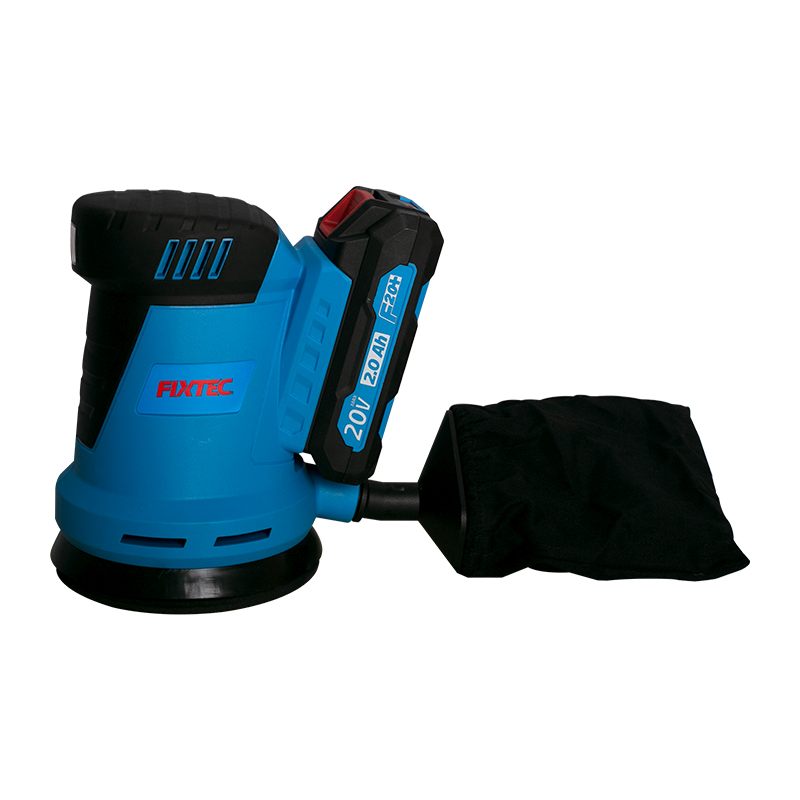 FIXTEC 20V Battery Power Tool 125mm Cordless Random Orbit Sander with 1pc 80 Grit Sand Paper and 1pc Dust Bag