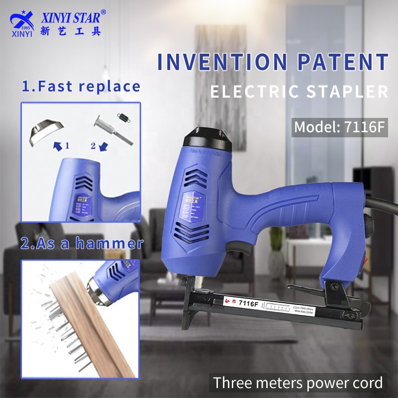 XINYI 7116F AC Electric Framing Nail Gun Aluminum Alloy &amp; Iron DIY Stapler Gun 220V 167pcs Capacity 3-Year Warranty