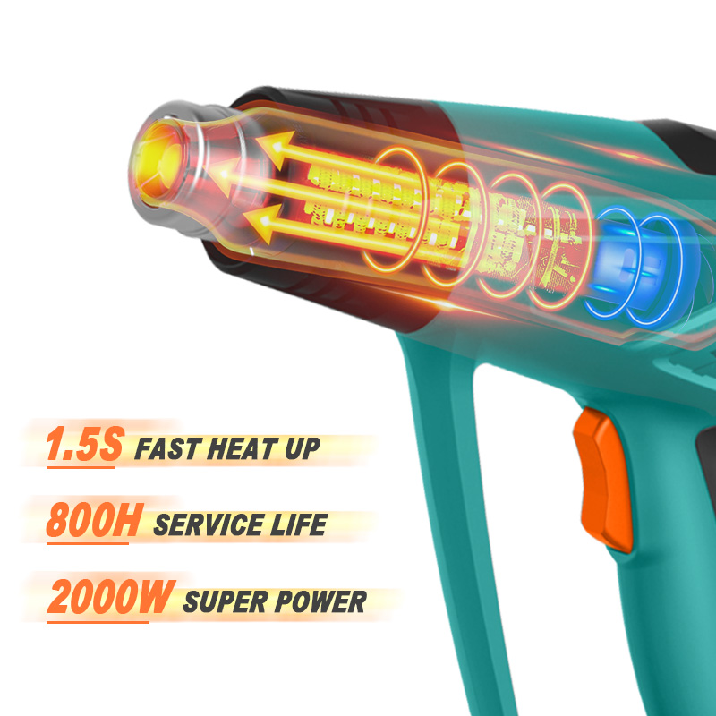 Power Action HG2000V 2000W Adjustable Hot Air Heat Gun 2 LEVEL