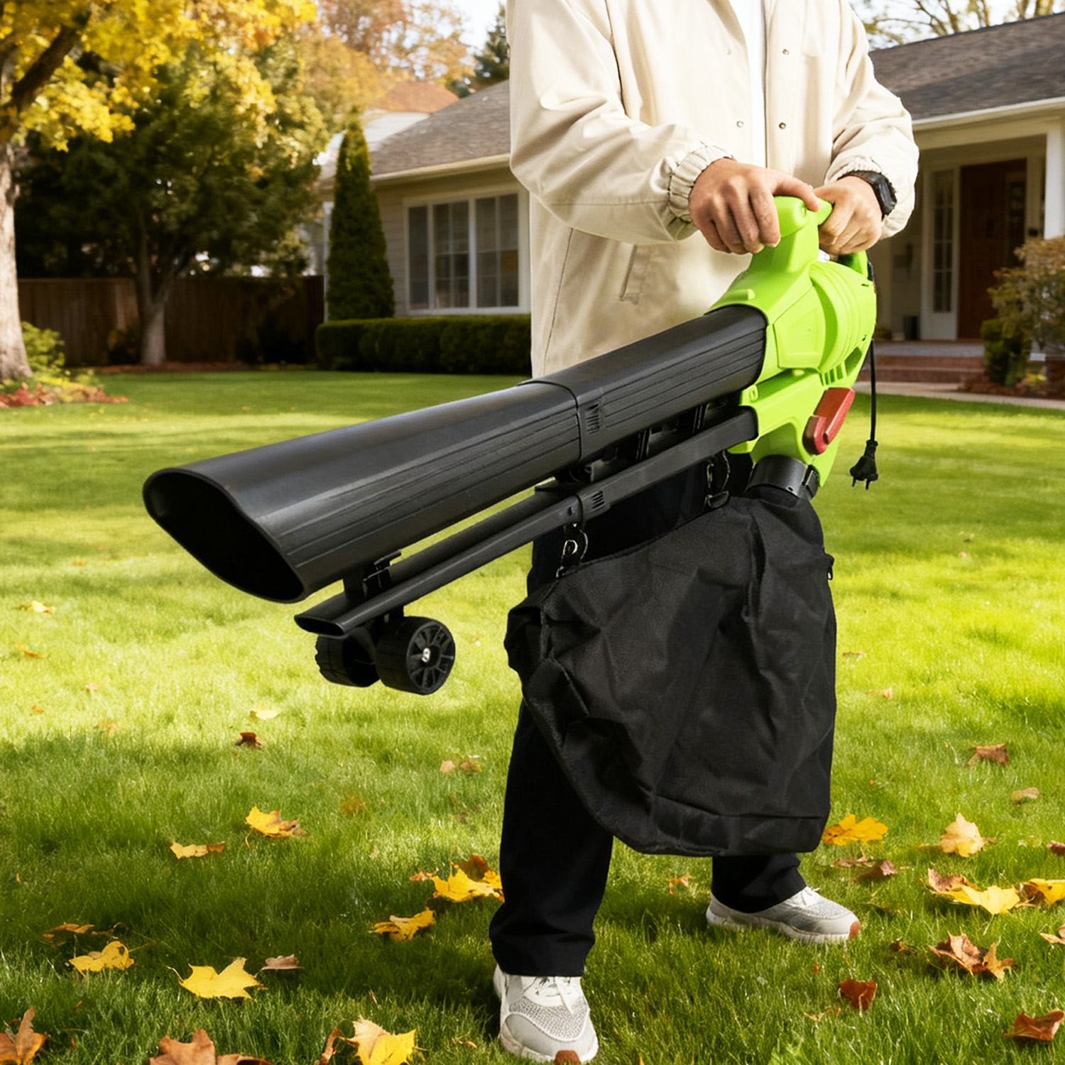 VERTAK 2600W 3-in-1 Corded Electric Backpacker Leaf Blower Vacuum Cleaner &amp; Mulcher with 40L Dust Bag for Garden Cleanup