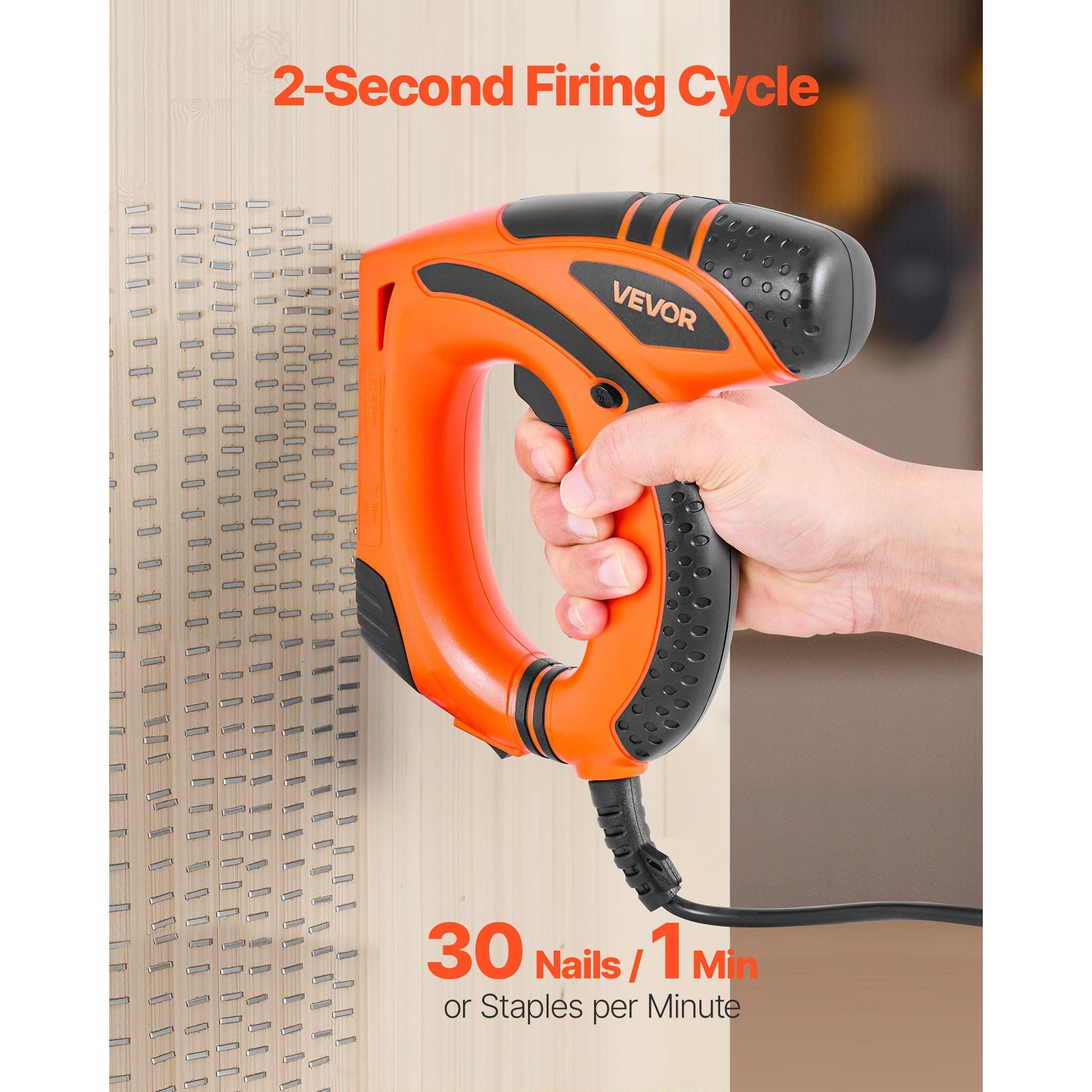 Electric Light-Duty Nail Gun 5/8 Inch 1000 Pcs Staples 3-Year Warranty Plastic for Woodworking Diy Projects Non Slip