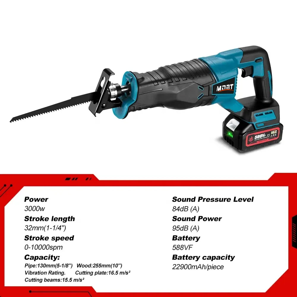 Best Selling Brushless High Power Lithium Cordless Blade Reciprocating Saw Metal Reciprocating Saw