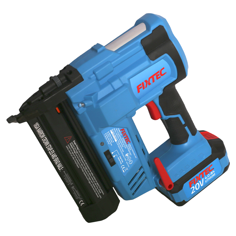 FIXTEC 2.0Ah Li-Ion Battery 20V Electric Cordless Pneumatic Nailer Gun Strong Concrete Nail Guns for Wood