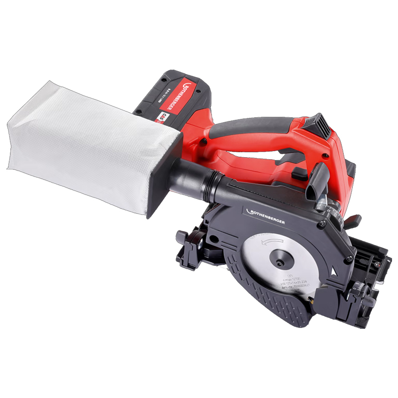Rothenberger Pipecut Mini cordless pipe cutter in a kit with battery, charger and guide