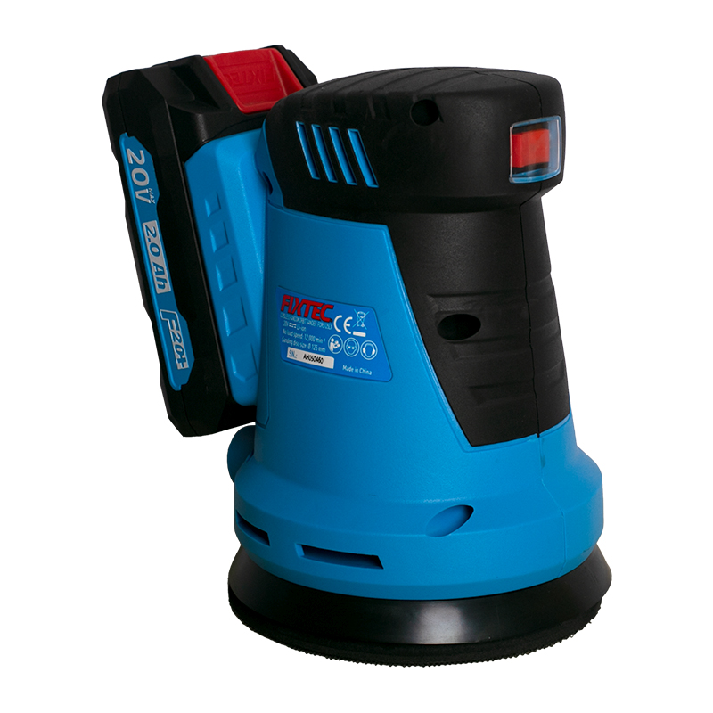 FIXTEC 20V Battery Power Tool 125mm Cordless Random Orbit Sander with 1pc 80 Grit Sand Paper and 1pc Dust Bag