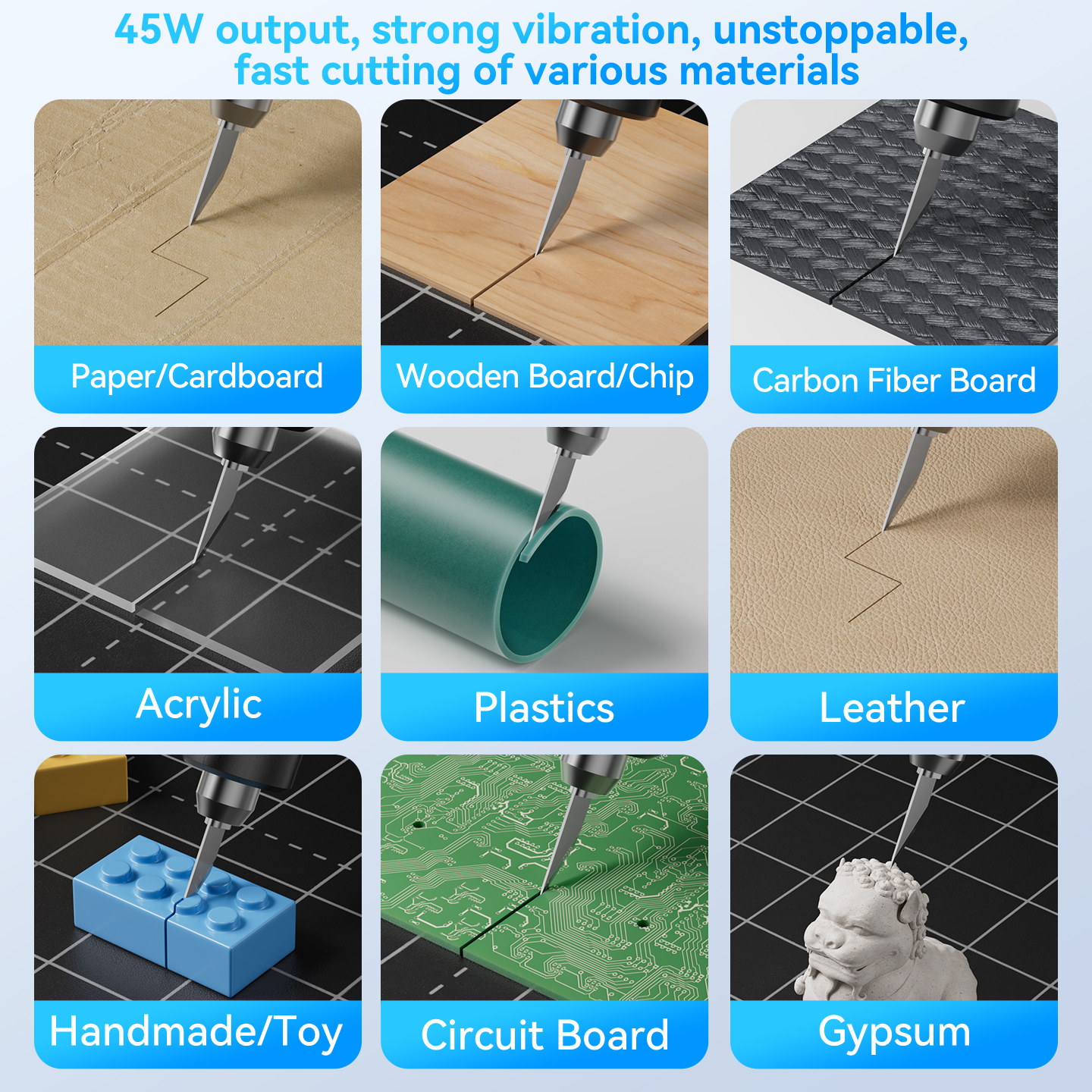 Awgem 40kHz 45W Handheld Portable Ultrasonic Knife Cutter for Plastics Electric Ultrasonic Blade Cutter