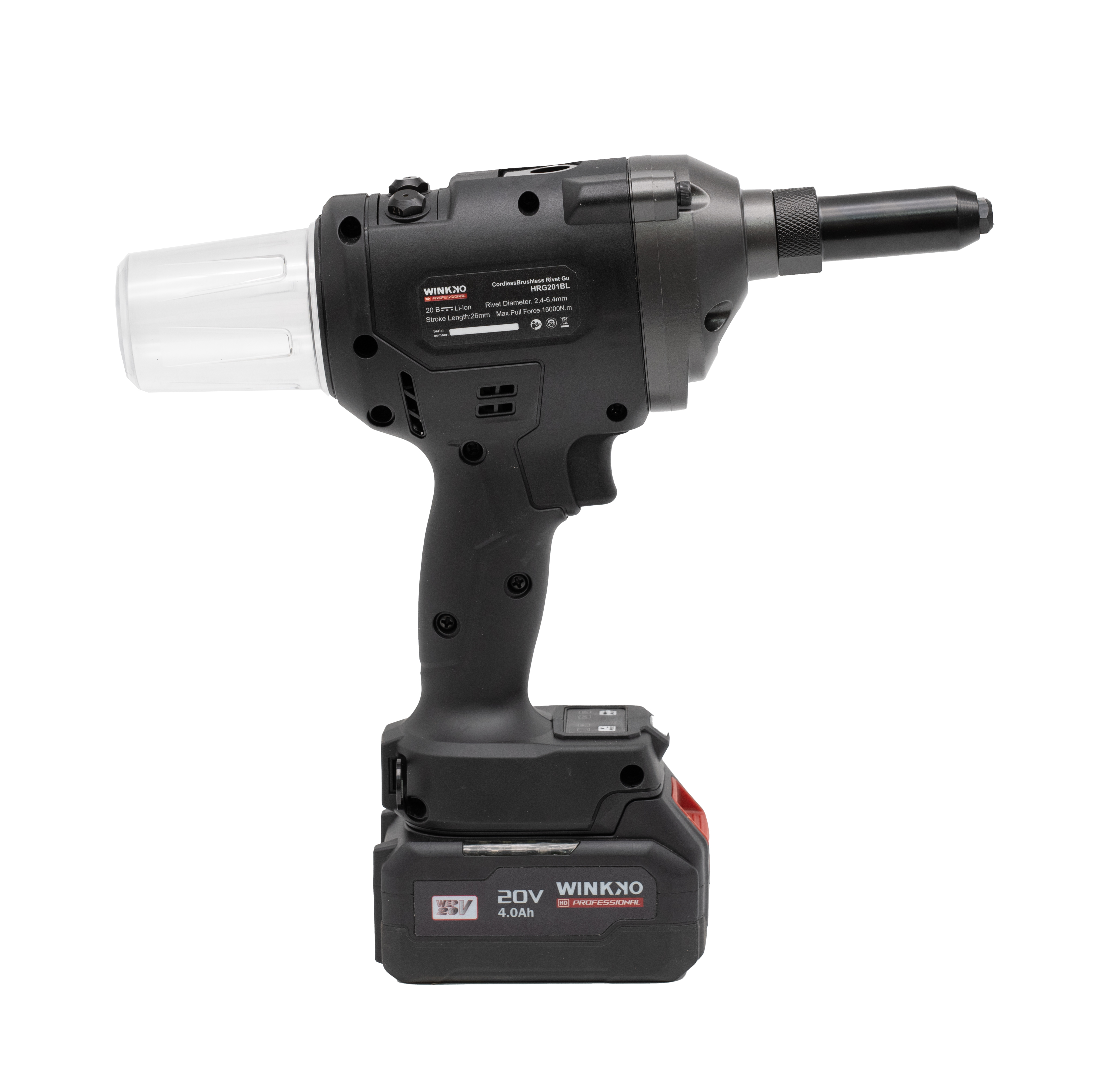 WINKKO Customized Core-Pulling Riveter 3.0/4.0/5.0/6.0/6.4mm Brushless Cordless Rivet Gun With Battery Convert