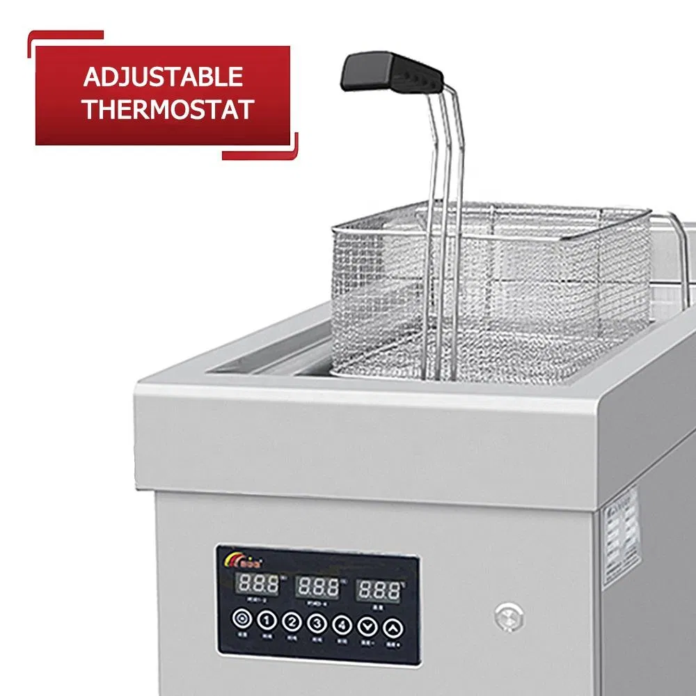 50L Large Capacity Electric Deep Fryer, 220V/380V Commercial Fried Chicken Fryer with Oil Filtration System, High Power Stainless Steel Fryer for Fast Food Shop