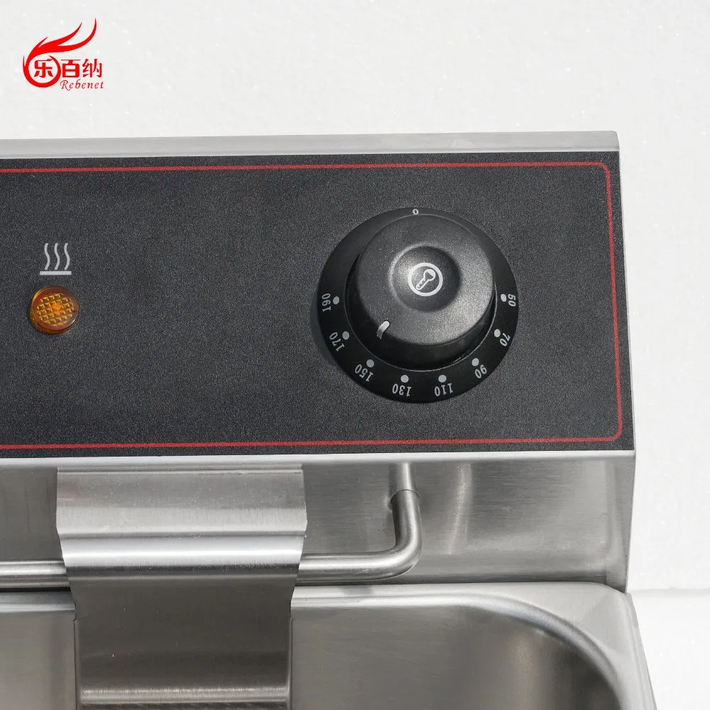 11L X 2 CE Approved Industrial Countertop Commercial Stainless Steel Electric Deep Fat Fryer with 2 Baskets Double Tanks for French Fries Chips Fish (DF-11L-2)