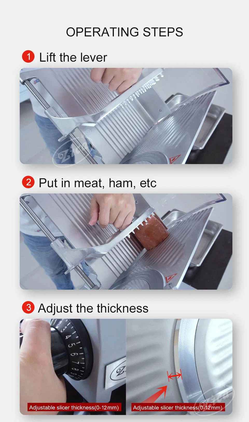 Hbs Series 12 Inch 300mm CE Commercial Semi-Automatic Aluminum-Magnesium Alloy Frozen Meat Slicer