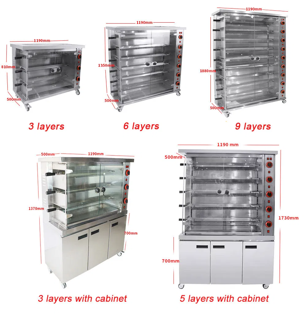 Chuangyu Nice Price Vertical 3/6/9 Rods Commercial Roasted Chicken Rotisseries Machine Chicken Rotisserie Oven