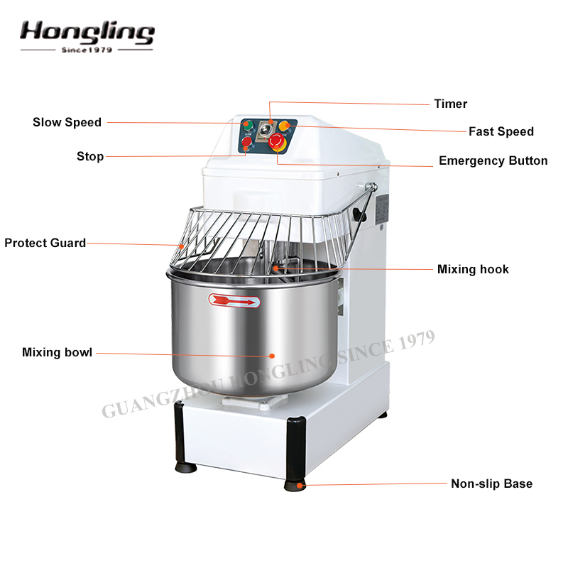 HS60 One Bagger 25kg Flour Spiral Dough Mixer