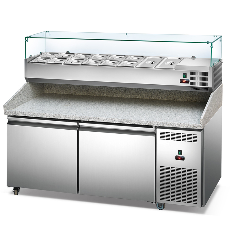 Commercial Digital Pizza Prep Table with Refrigerated Storage Solutions
