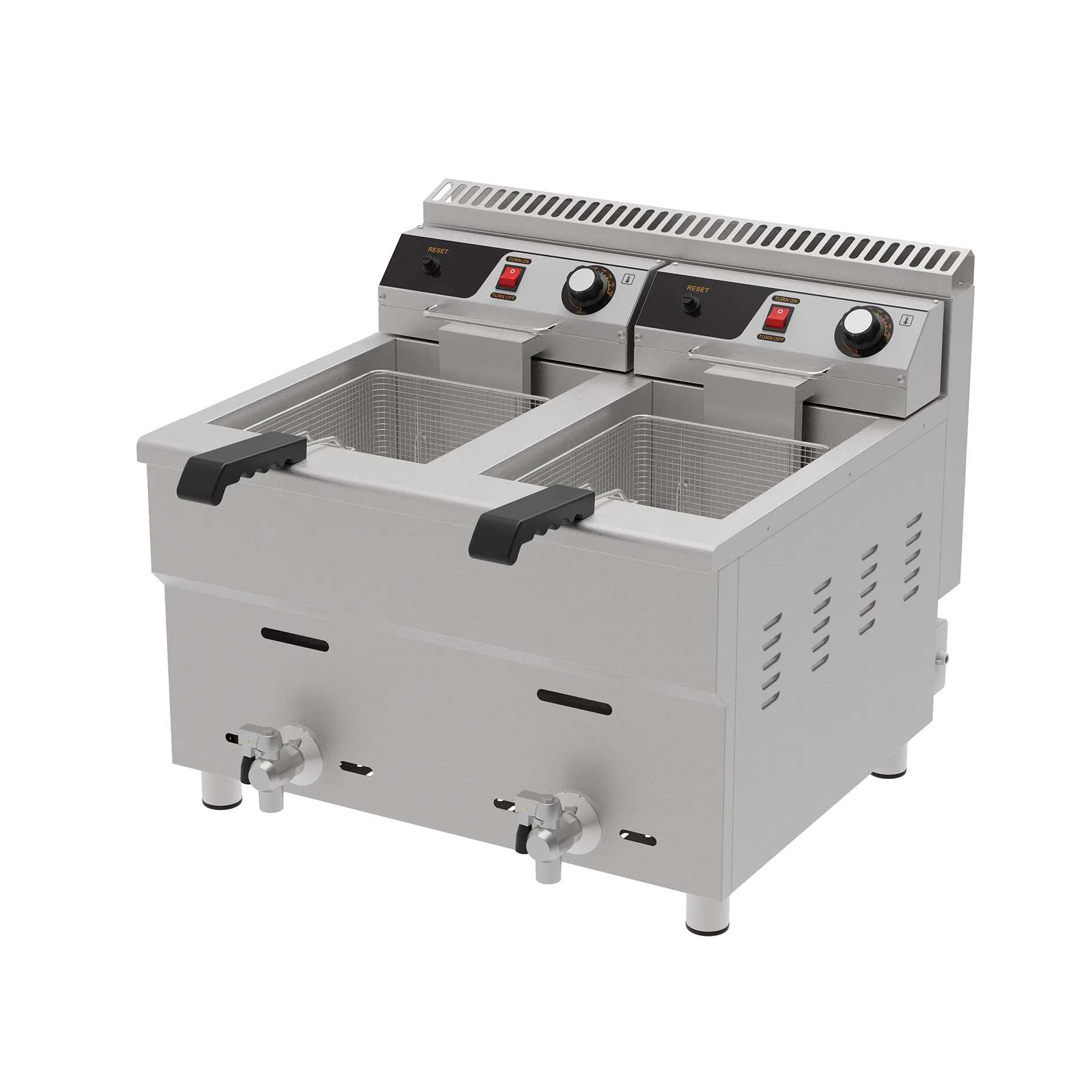 Two Cylinders Big Capacity 36L Gas Deep Fryer Canteen Commercial Use