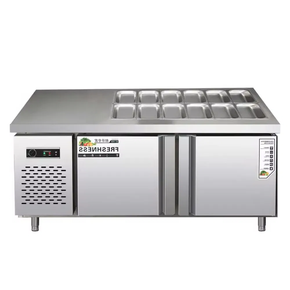 Commercial Salad Prep Table Refrigerated Design for Pizza Shop