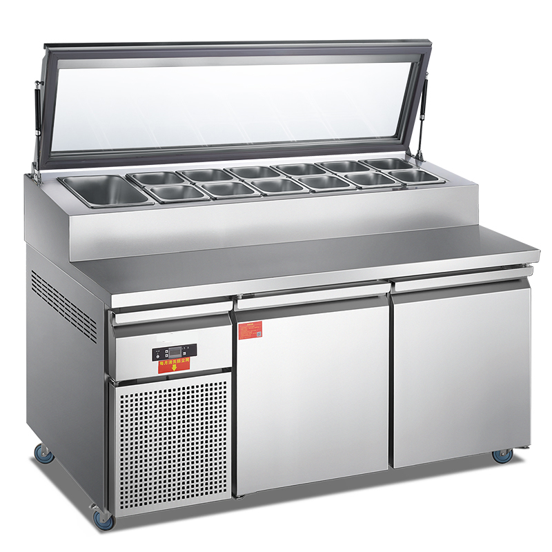 Commercial Digital Pizza Prep Table with Refrigerated Storage Solutions
