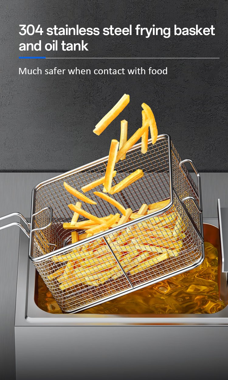 Commercial Single Cylinder Electric Deep Fryer Stainless Steel Oil Fryer, Large Capacity for Chicken &amp; Fries