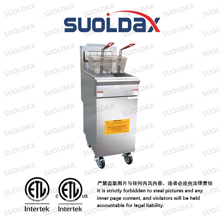 Suoldax Manufacturer ETL Approved American Type Commercial 25L 4 Burners Gas Deep Potato Chips Fryer (HFRF-120B)