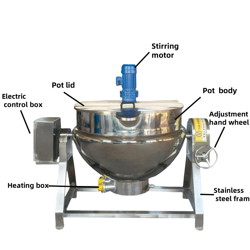 Gas Steam Electric Sauce Jam Cooker Mixer Stirring Jacketed Cooking Tilting Kettle