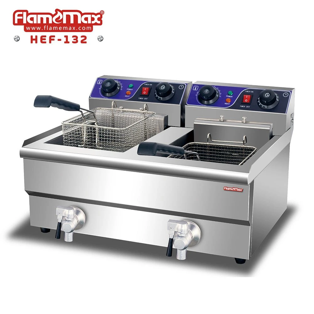 CE Approval 1 Tank 1 Basket Commercial Countertop Electric Deep Fryer with Tap