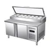 Glass Lid Commercial Pizza Prep Table with Refrigerated Direct Cooling