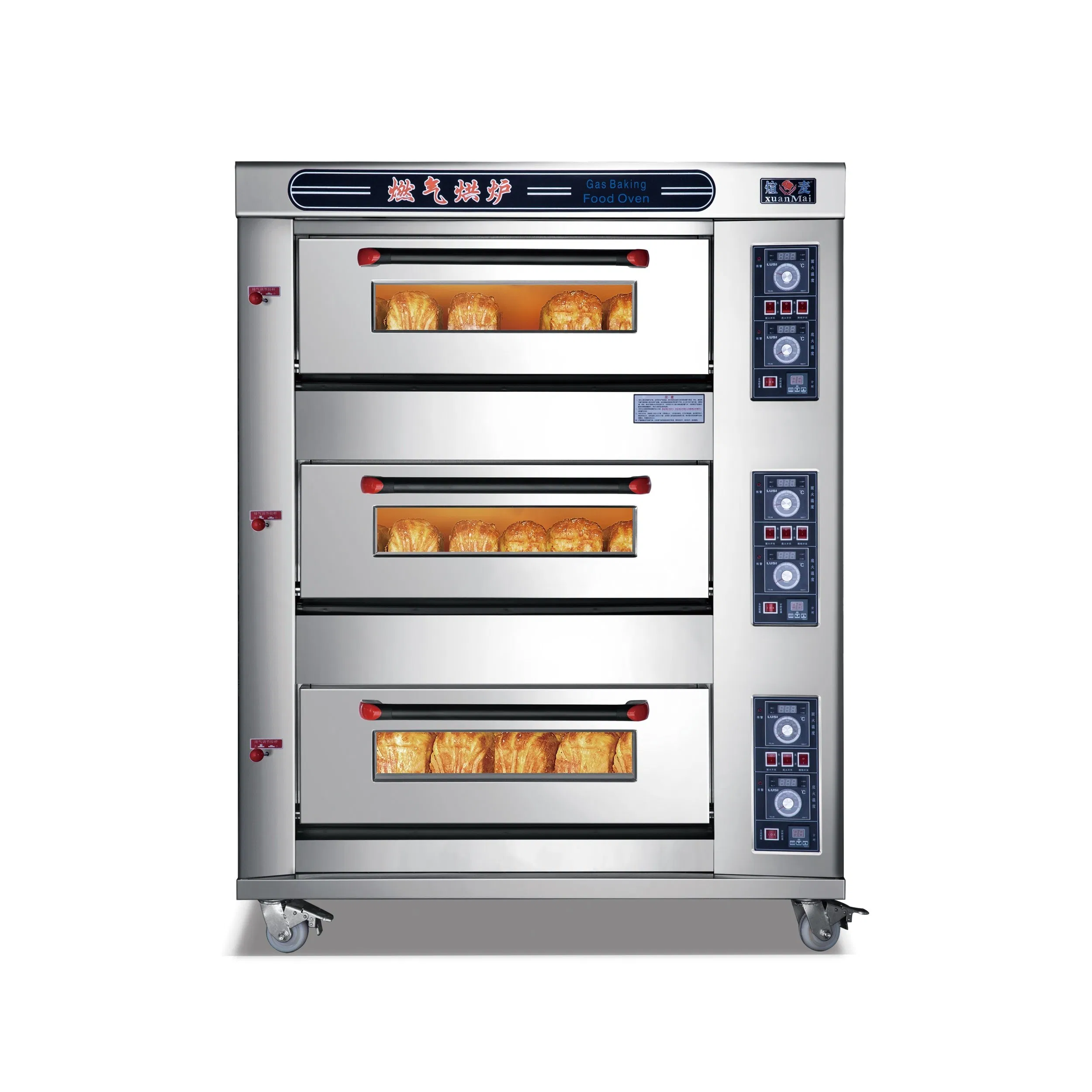 Hot Sell Industrial Bakery Equipment Commercial 3 Deck 9 Trays Baking Gas Oven Deck Oven for Bread Cake and Pizza Baking Machine Cookie Oven