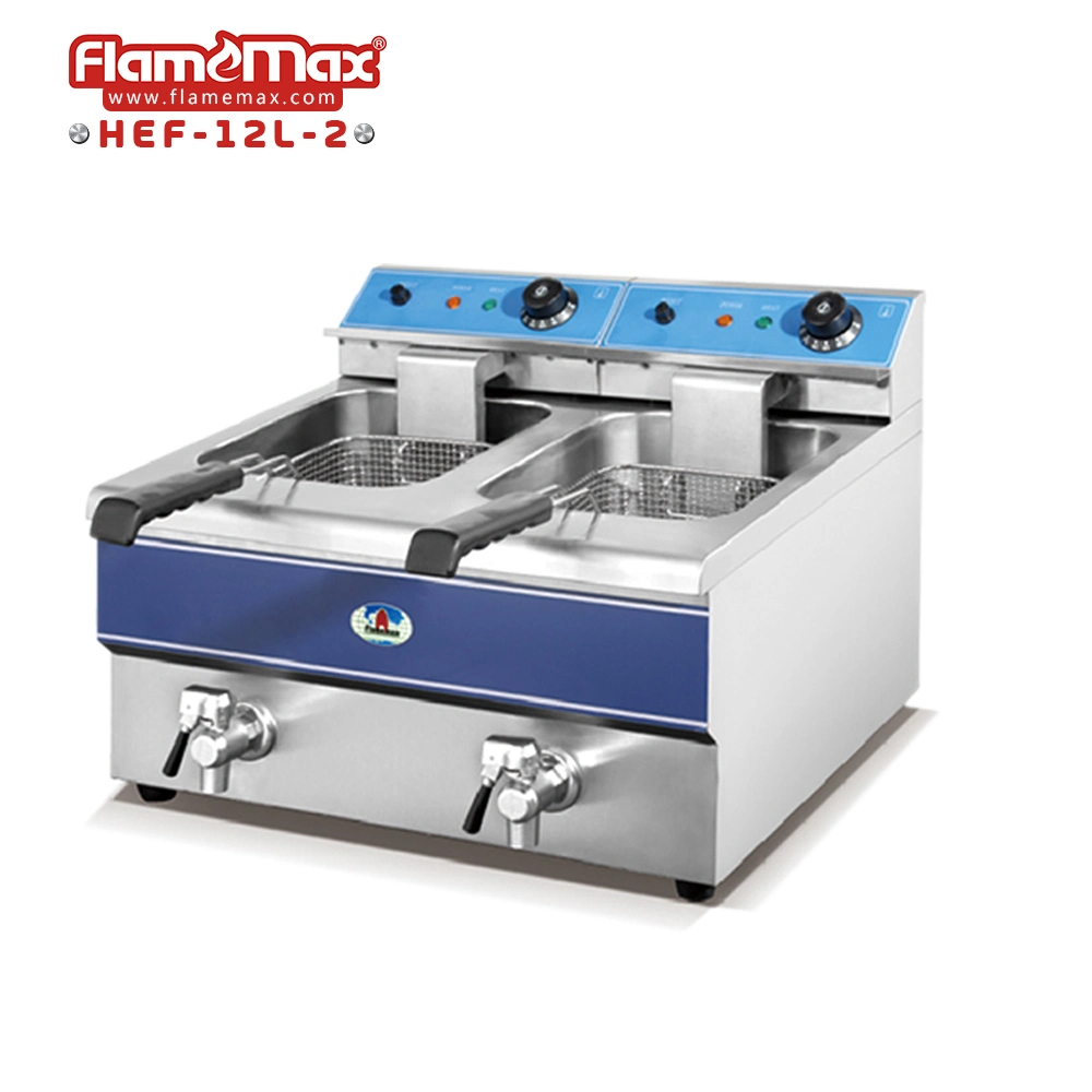 CE Approval 1 Tank 1 Basket Commercial Countertop Electric Deep Fryer with Tap