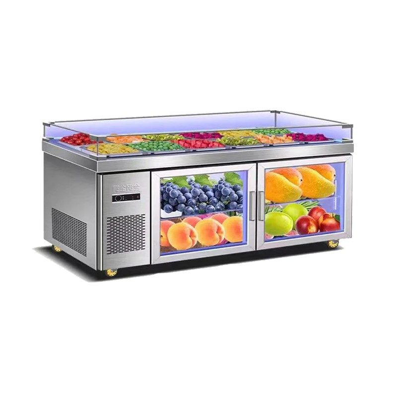 Commercial Pizza Prep Table with Refrigerated Storage and Cutting Board