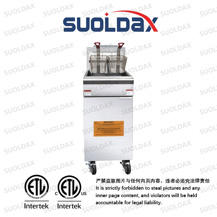 Suoldax Manufacturer ETL Approved American Type Commercial 25L 4 Burners Gas Deep Potato Chips Fryer (HFRF-120B)