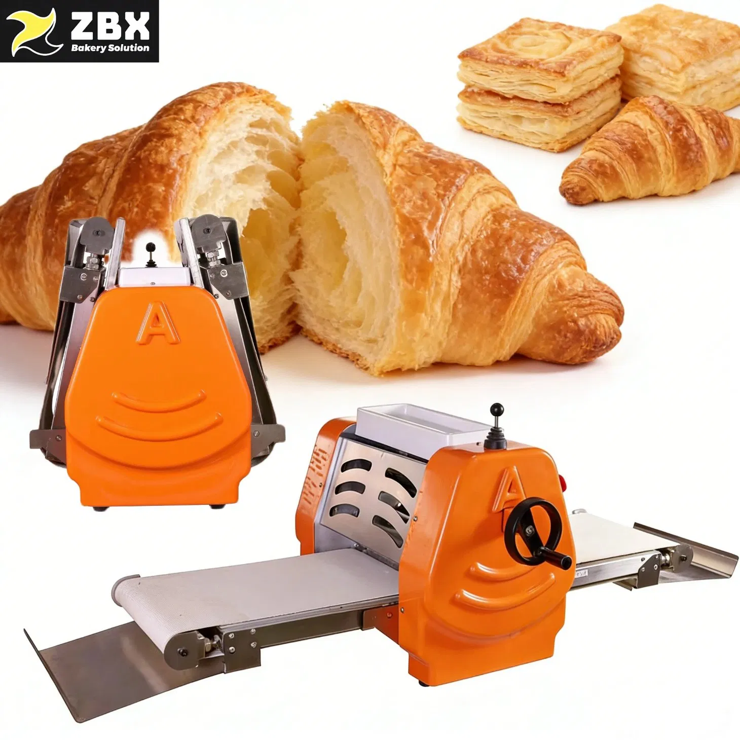 Commercial Bench-Top Pastry Sheeter Machine 370mm Industrial Electric Dough Roller for Croissant